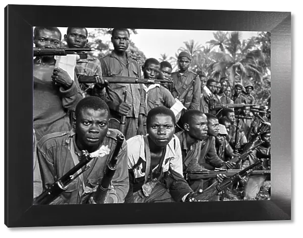 Group of armed Biafran soldiers seen here during the Biafran conflict, 11th June 1968