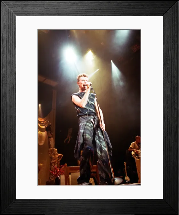 Framed Print : David Bowie performing at the NEC, Birmingham. Outside Tour. 21st November 1995