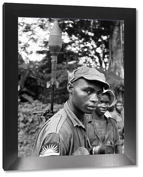 A Biafran soldier seen here during the conflict with rocket propelled grenade launcher