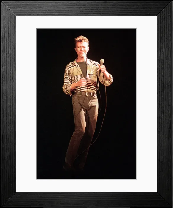 Framed Print : David Bowie performing at The Big Twix Mix concert at The Birmingham NEC