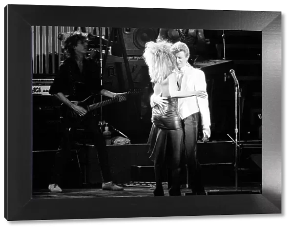 David Bowie and Tina Turner on stage together at the Birmingham NEC
