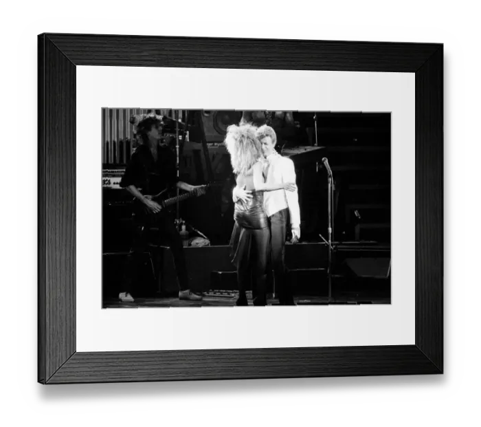 Framed Print : David Bowie and Tina Turner on stage together at the Birmingham NEC