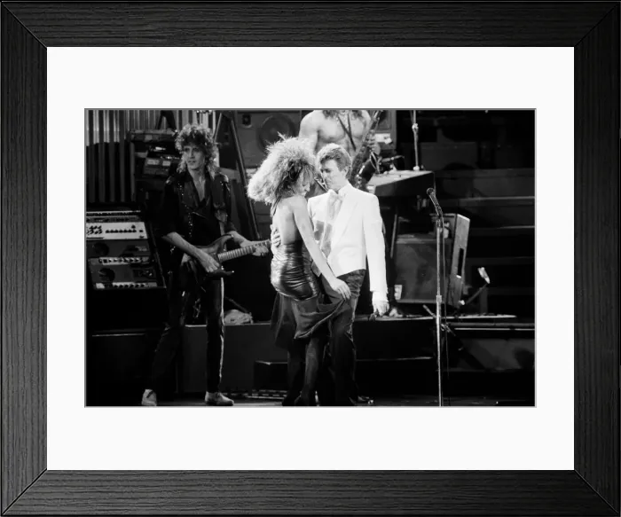 Framed Print : David Bowie and Tina Turner on stage together at the Birmingham NEC Framed Print : David Bowie and Tina Turner on stage together at the Birmingham NEC