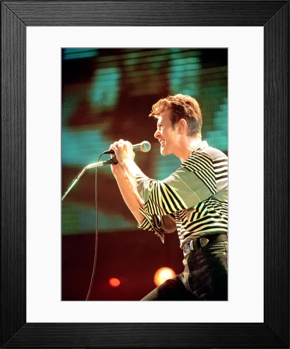 Framed Print : David Bowie performing at The Big Twix Mix concert at The Birmingham NEC