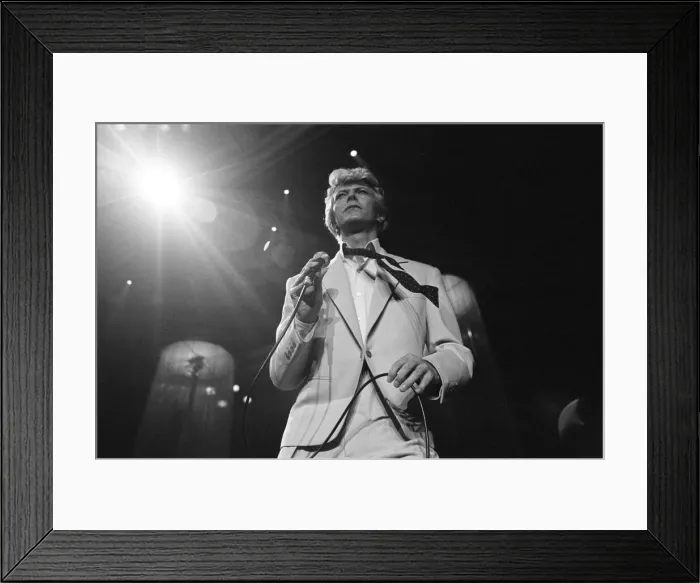 Framed Print : David Bowie performing at the NEC, Birmingham. Serious Moonlight Tour. 5th June 1983 Framed Print : David Bowie performing at the NEC, Birmingham. Serious Moonlight Tour. 5th June 1983