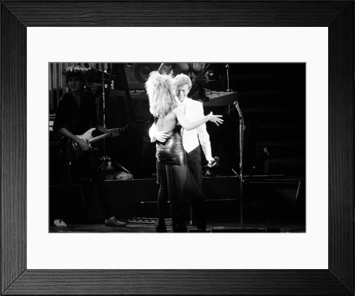 Framed Print : David Bowie and Tina Turner on stage together at the Birmingham NEC Framed Print : David Bowie and Tina Turner on stage together at the Birmingham NEC