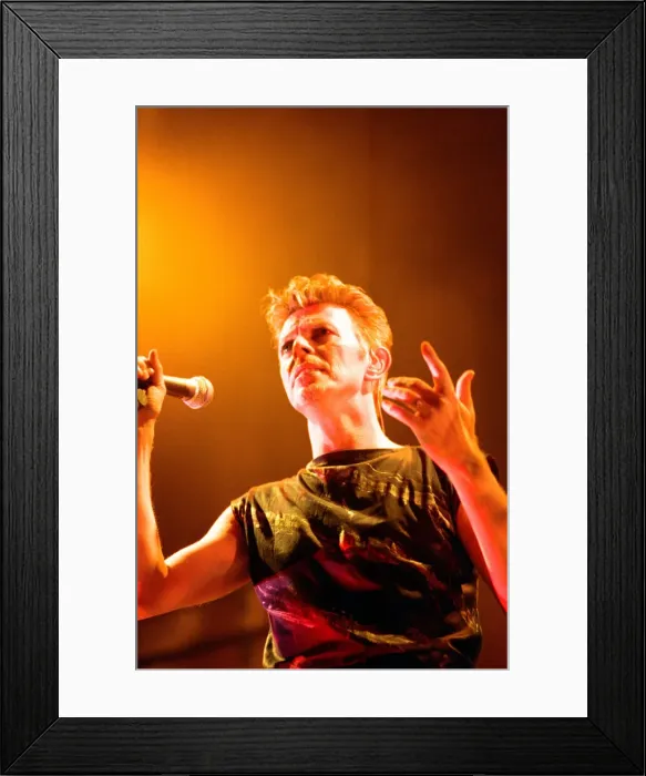Framed Print : David Bowie performing at the NEC, Birmingham. Outside Tour. 21st November 1995
