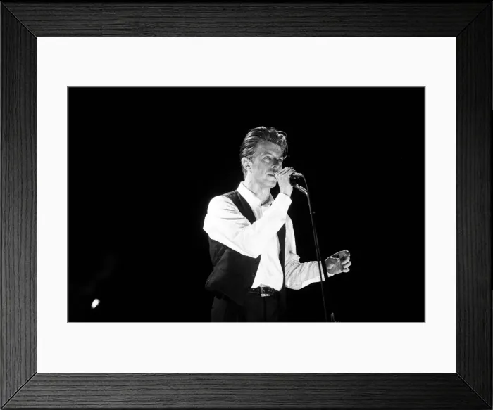 Framed Print : David Bowie on stage at the Birmingham NEC during the first leg of his Sound Framed Print : David Bowie on stage at the Birmingham NEC during the first leg of his Sound