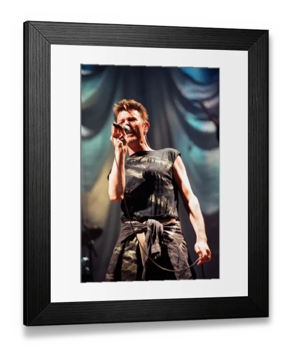 Framed Print : David Bowie performing at the NEC, Birmingham. Outside Tour. 21st November 1995