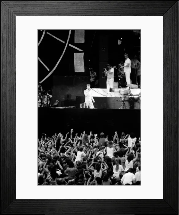 Framed Print : David Bowie on stage at Live Aid, Wembley Arena, London Framed Print : David Bowie on stage at Live Aid, Wembley Arena, London