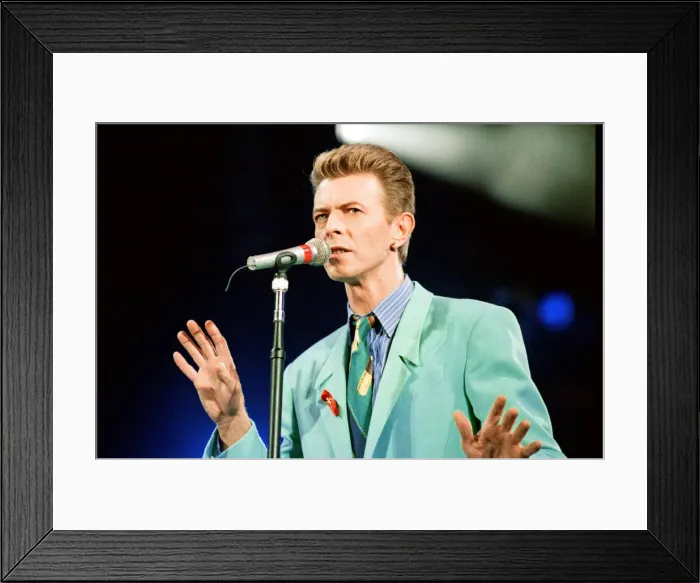 Framed Print : David Bowie performing at The Freddie Mercury Tribute Concert for Aids Awareness Framed Print : David Bowie performing at The Freddie Mercury Tribute Concert for Aids Awareness