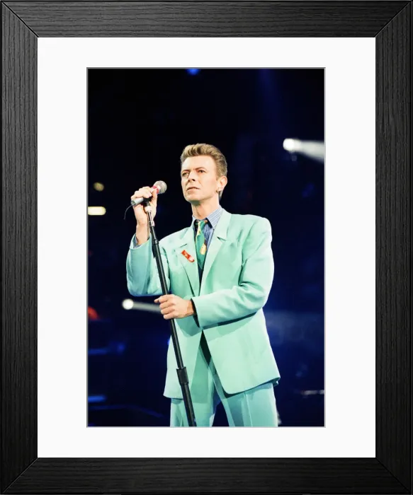 Framed Print : David Bowie performing at The Freddie Mercury Tribute Concert for Aids Awareness