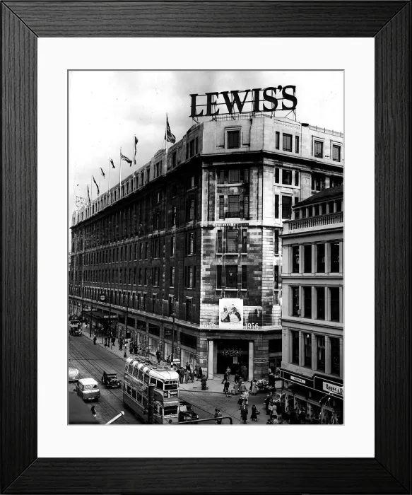 Framed Print : Lewiss Argyle Street Glasgow tram, 1956
