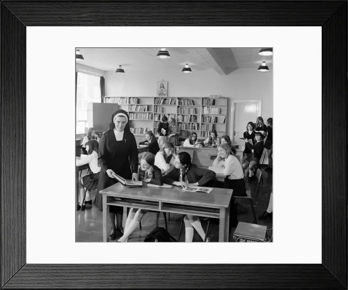 Framed Print : Nuns at School a school in Teesside. 1972
