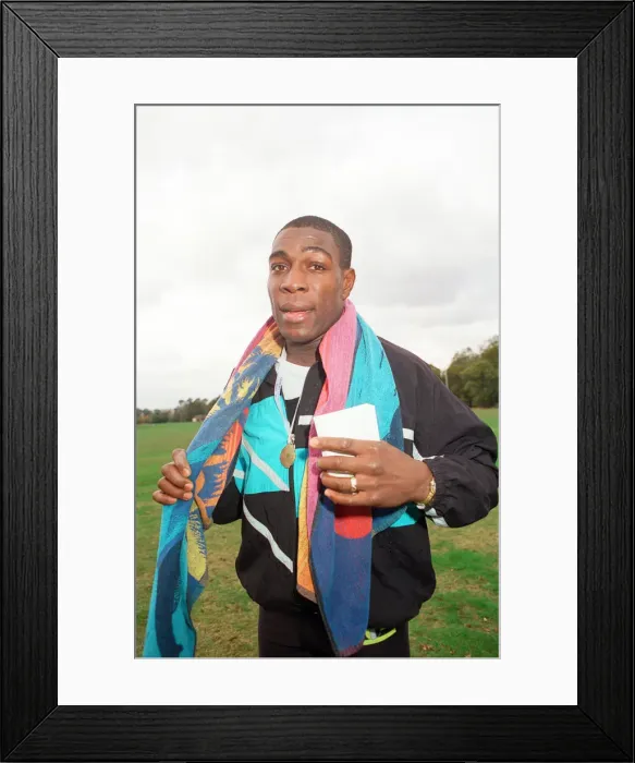Framed Print : Frank Bruno at Sindlesham School. 4th November 1990 Framed Print : Frank Bruno at Sindlesham School. 4th November 1990