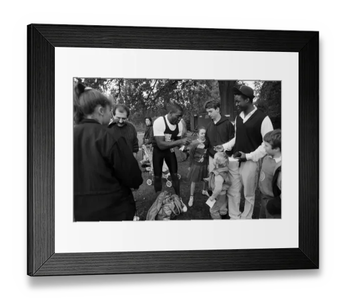 Framed Print : Frank Bruno at Sindlesham School. 4th November 1990 Framed Print : Frank Bruno at Sindlesham School. 4th November 1990