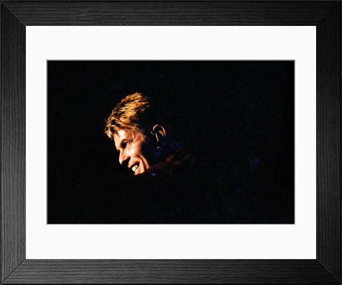 Framed Print : Pop star David Bowie performing on stage during a concert at The Barrowlands in Glasgow Framed Print : Pop star David Bowie performing on stage during a concert at The Barrowlands in Glasgow