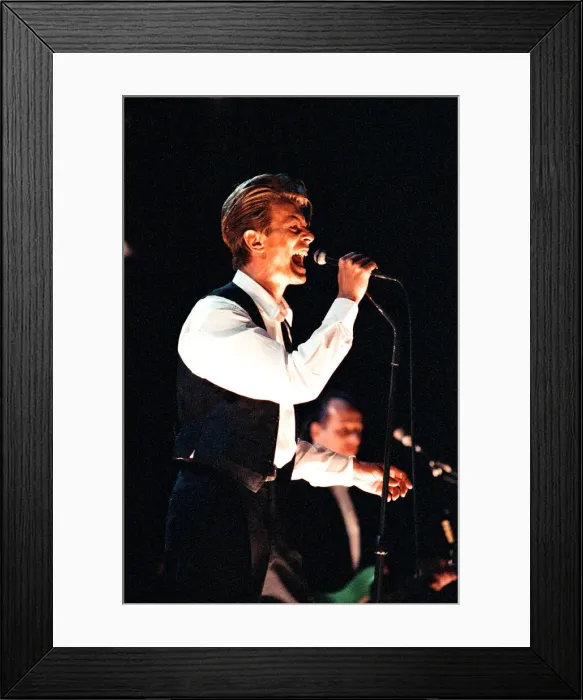 Framed Print : David Bowie performing at The Birmingham NEC, as part of his 1990 Sound Framed Print : David Bowie performing at The Birmingham NEC, as part of his 1990 Sound