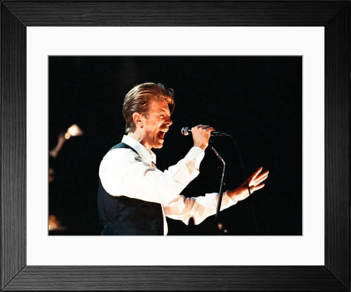 Framed Print : David Bowie performing at The Birmingham NEC, as part of his 1990 Sound Framed Print : David Bowie performing at The Birmingham NEC, as part of his 1990 Sound