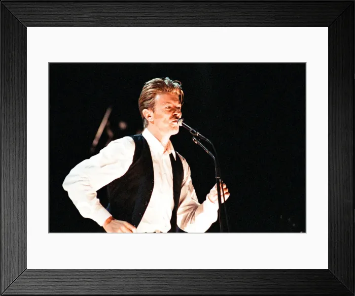 Framed Print : David Bowie performing at The Birmingham NEC, as part of his 1990 Sound Framed Print : David Bowie performing at The Birmingham NEC, as part of his 1990 Sound