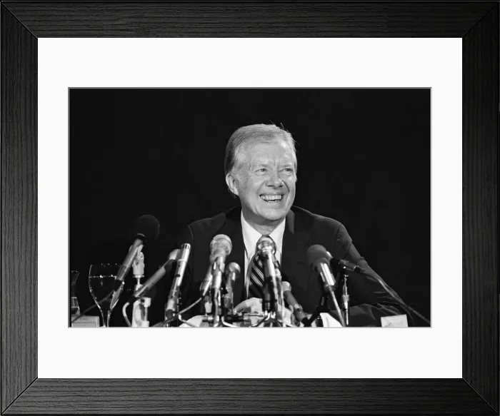 Framed Print : Former President Jimmy Carter press conference at The Churchill Hotel. 25th October 1982 Framed Print : Former President Jimmy Carter press conference at The Churchill Hotel. 25th October 1982