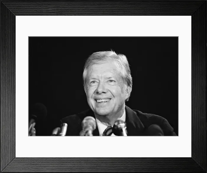 Framed Print : Former President Jimmy Carter press conference at The Churchill Hotel. 25th October 1982