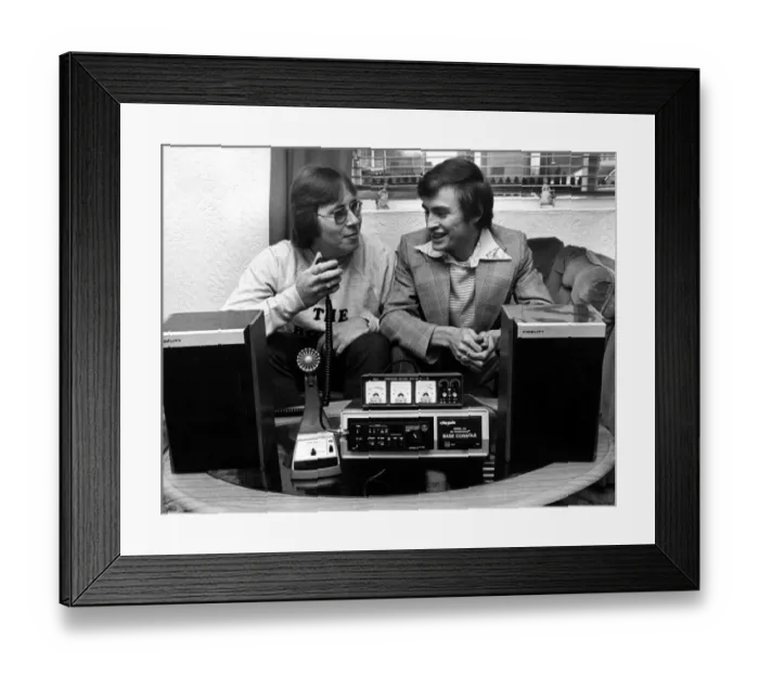 Framed Print : CB Radio buffs Paul Bradwell, alias The Badger, (left) and Joseph Hunt Framed Print : CB Radio buffs Paul Bradwell, alias The Badger, (left) and Joseph Hunt