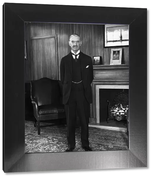 Prime Minister Neville Chamberlain seen here in Downing Street. 20th January 1940