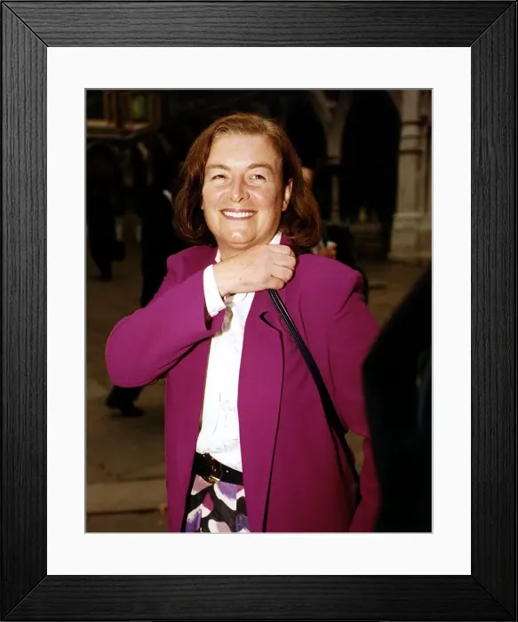Framed Print : Sara Keays who is pictured outside the high court where she won a libel battle for