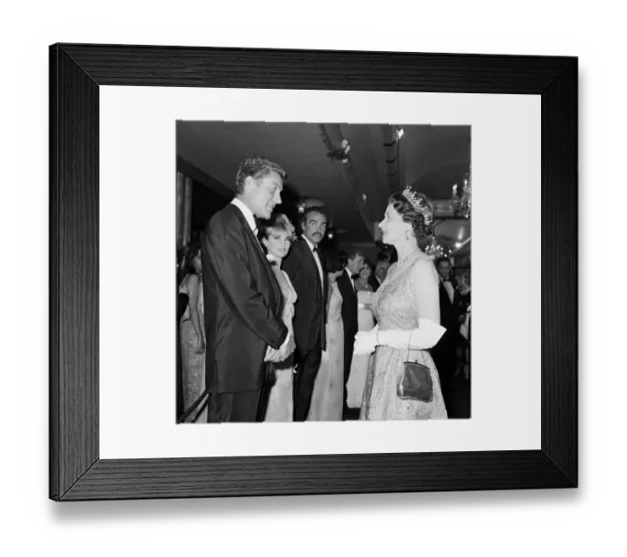 Framed Print : Queen Elizabeth II meets Dick Van Dyke at the premiere of You Only Live Twice Framed Print : Queen Elizabeth II meets Dick Van Dyke at the premiere of You Only Live Twice
