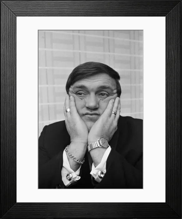 Framed Print : 36-year old comedian Les Dawson, who has just landed his biggest job yet - a six week