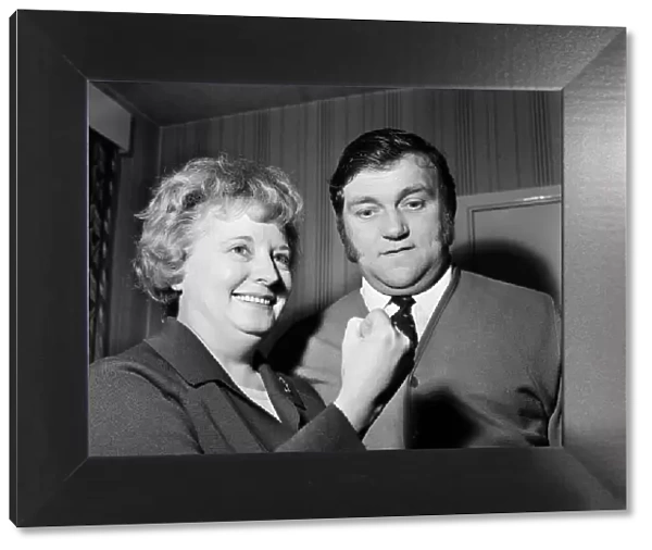 Comedian Les Dawson and his neighbour Mrs Winifred Rose