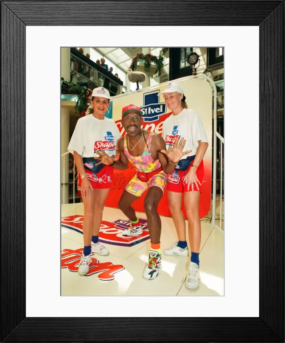 Framed Print : Mr Motivator aka Derrick Evans at Broad Street Mall, Reading. 25th June 1996 Framed Print : Mr Motivator aka Derrick Evans at Broad Street Mall, Reading. 25th June 1996