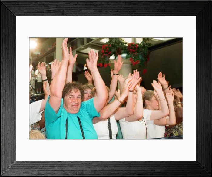 Framed Print : Mr Motivator aka Derrick Evans at Broad Street Mall, Reading. 25th June 1996 Framed Print : Mr Motivator aka Derrick Evans at Broad Street Mall, Reading. 25th June 1996