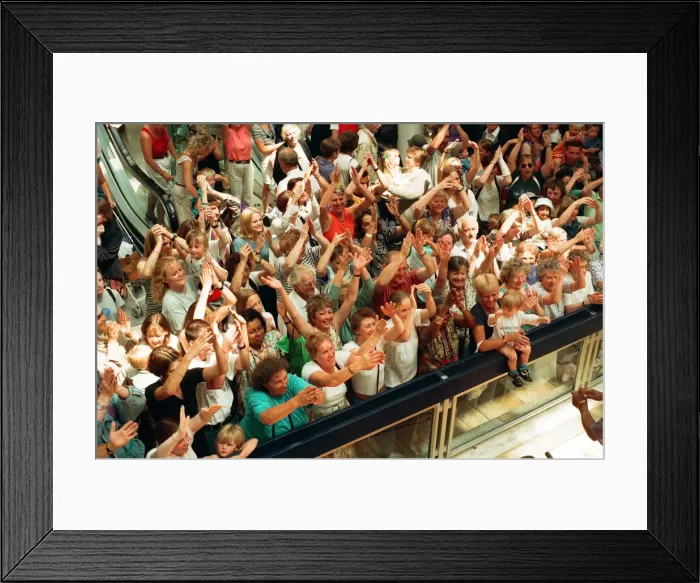Framed Print : Mr Motivator aka Derrick Evans at Broad Street Mall, Reading. 25th June 1996 Framed Print : Mr Motivator aka Derrick Evans at Broad Street Mall, Reading. 25th June 1996