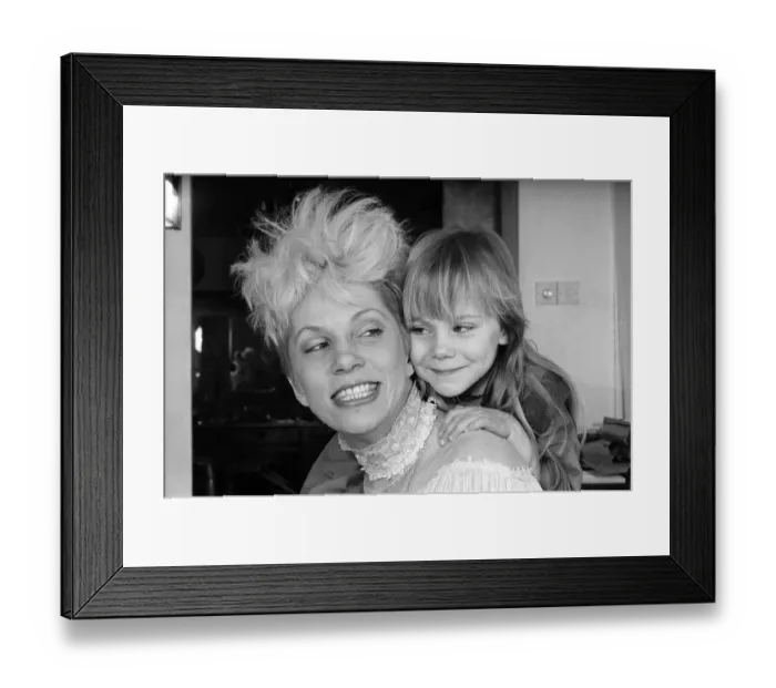 Framed Print : Angie Bowie, (also known as Angela Bowie) with her daughter Stacia Larranna Celeste Lipka