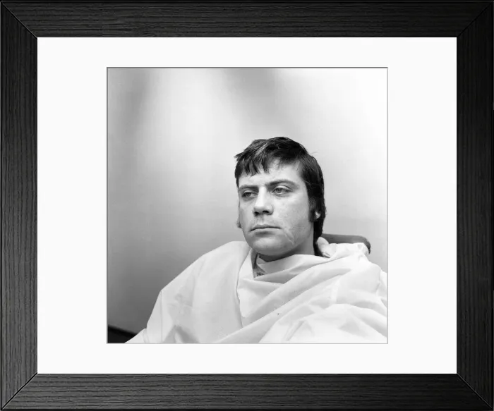 Framed Print : Actor, Oliver Reed, had to make a decision whether to keep his beard or to keep Framed Print : Actor, Oliver Reed, had to make a decision whether to keep his beard or to keep