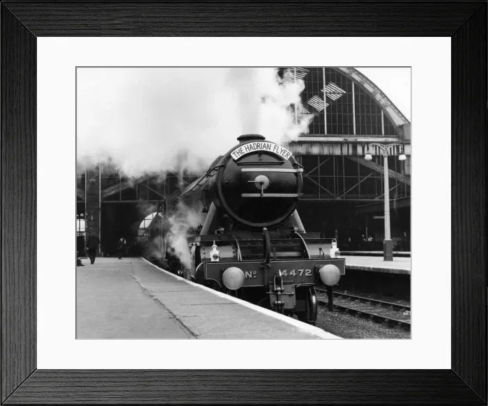 Framed Print : Railway fans celebrate London - Newcastle run with a mile a minute trip on the Flying