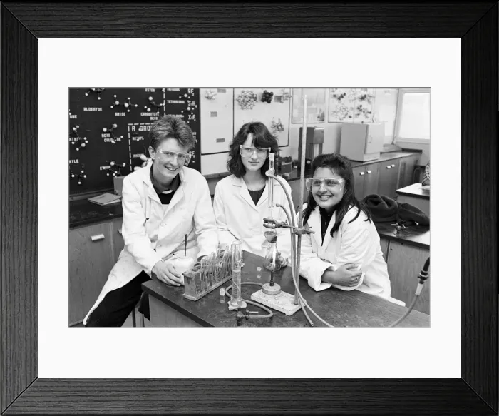 Framed Print : Pure chemistry... Greenhead College science students (from left) Andrew Maxwell Framed Print : Pure chemistry... Greenhead College science students (from left) Andrew Maxwell