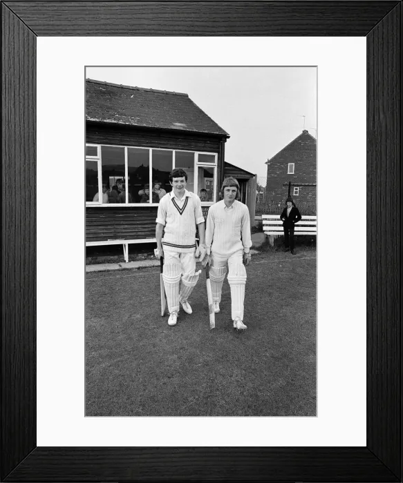 Framed Print : Cricketers in Marske. 1973