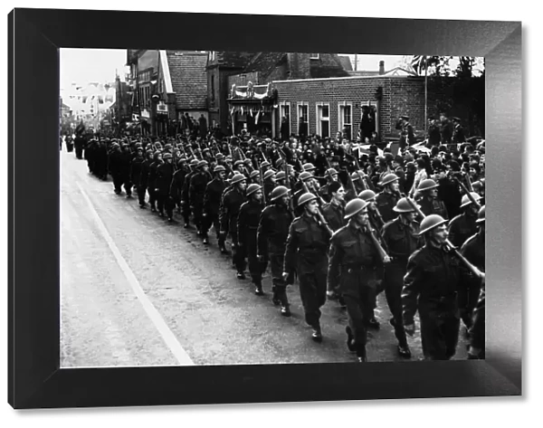 Members of the Home Guard taking part in the procession that ends Bracknell