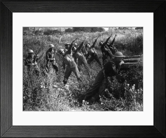 Framed Print : C Company of the Reading Home Guard seen here being instructed on how to throw a hand Framed Print : C Company of the Reading Home Guard seen here being instructed on how to throw a hand