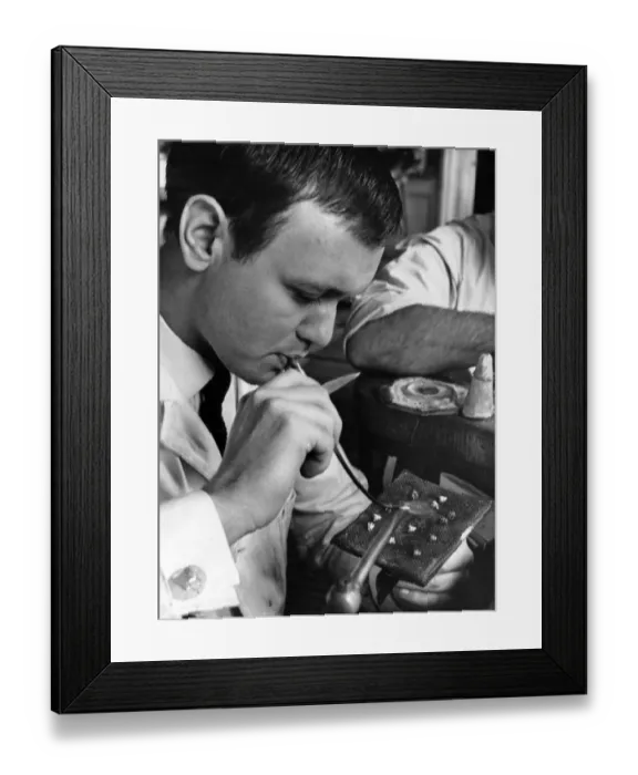 Framed Print : Derek Radford, apprentice Jeweller with Eaton and Wrighton Framed Print : Derek Radford, apprentice Jeweller with Eaton and Wrighton