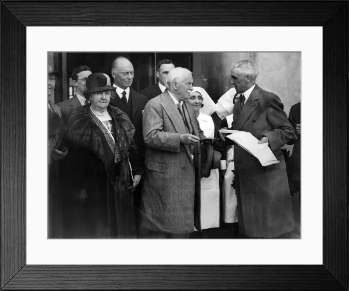 Framed Print : A presentation to David Lloyd George at Aberdare Hospital. Circa 1934 Framed Print : A presentation to David Lloyd George at Aberdare Hospital. Circa 1934