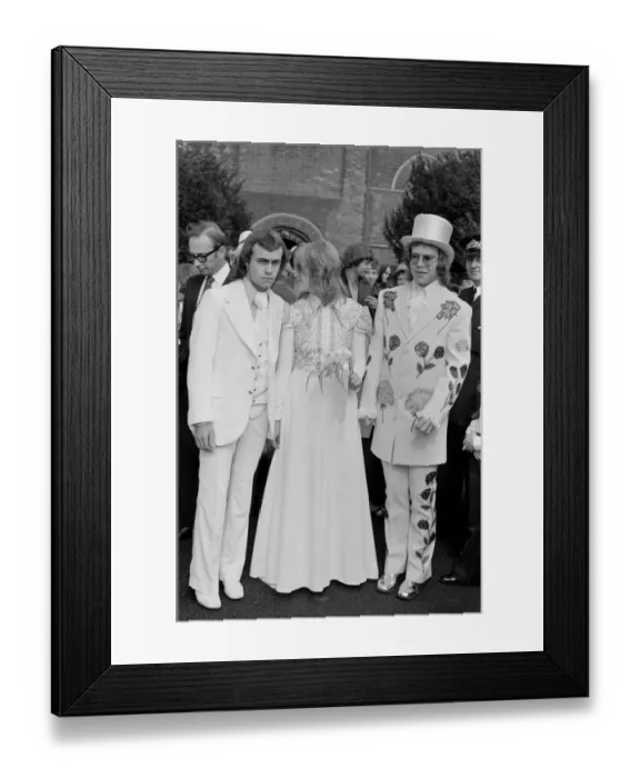 Framed Print : Elton John (right) pictured here as best man to his songwriting partner Bernie Taupin
