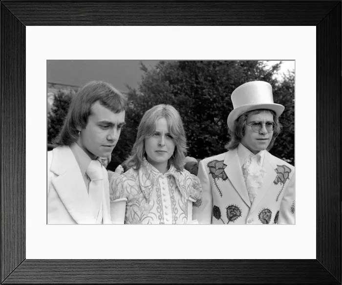 Framed Print : Elton John (right) pictured here as best man to his songwriting partner Bernie Taupin