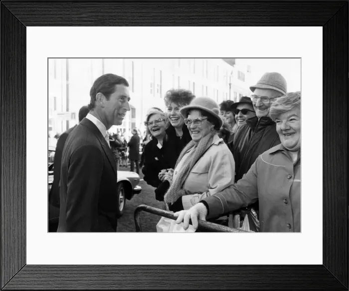 Framed Print : Prince Charles visits North East, 9th December 1986. Official opening of The Stables St Framed Print : Prince Charles visits North East, 9th December 1986. Official opening of The Stables St