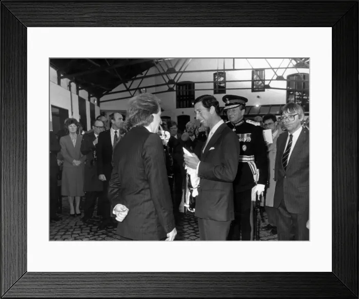 Framed Print : Prince Charles visits North East, 9th December 1986. Official opening of The Stables St Framed Print : Prince Charles visits North East, 9th December 1986. Official opening of The Stables St