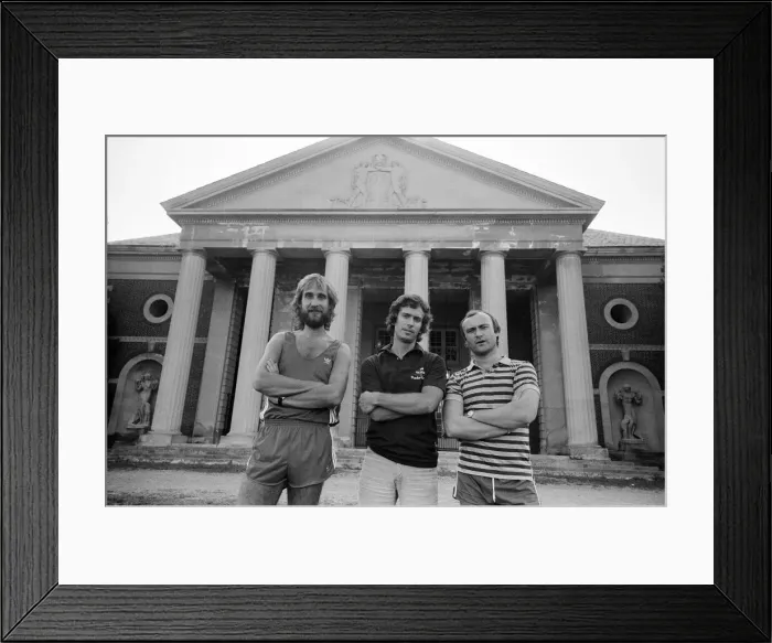 Framed Print : Genesis (Phil Collins, Mike Rutherford and Tony Banks) ahead of a concert in Saratoga Framed Print : Genesis (Phil Collins, Mike Rutherford and Tony Banks) ahead of a concert in Saratoga