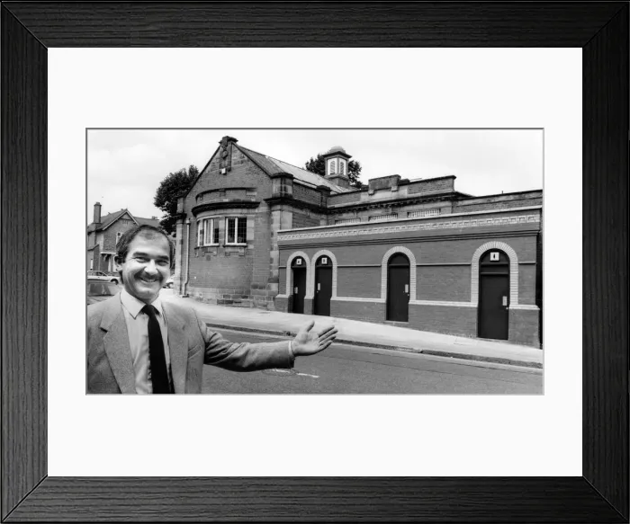 Framed Print : Architect Terry Bracewell shows off the Albany Road toilets blending in with Earlsdon Framed Print : Architect Terry Bracewell shows off the Albany Road toilets blending in with Earlsdon